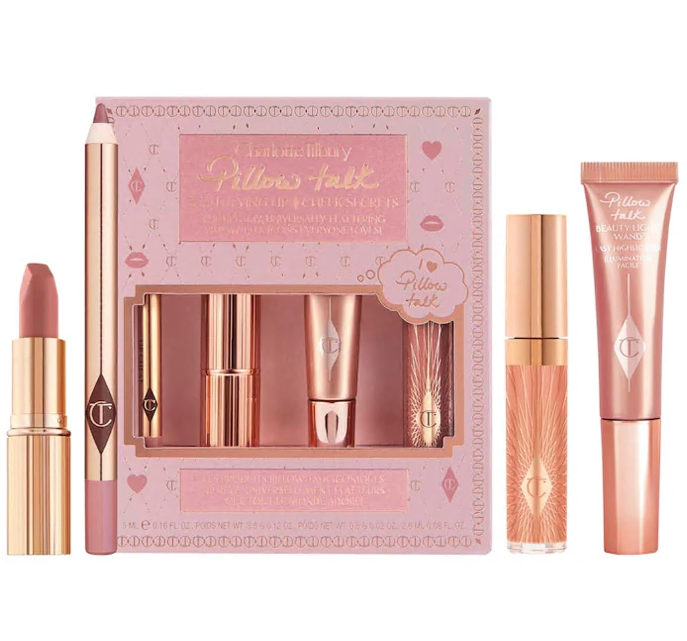 ست هدیه لب و گونه پیلو تاک شارلوت تیلبری | Charlotte Tilbury Pillow Talk Beautifying Lip And Cheek Secrets