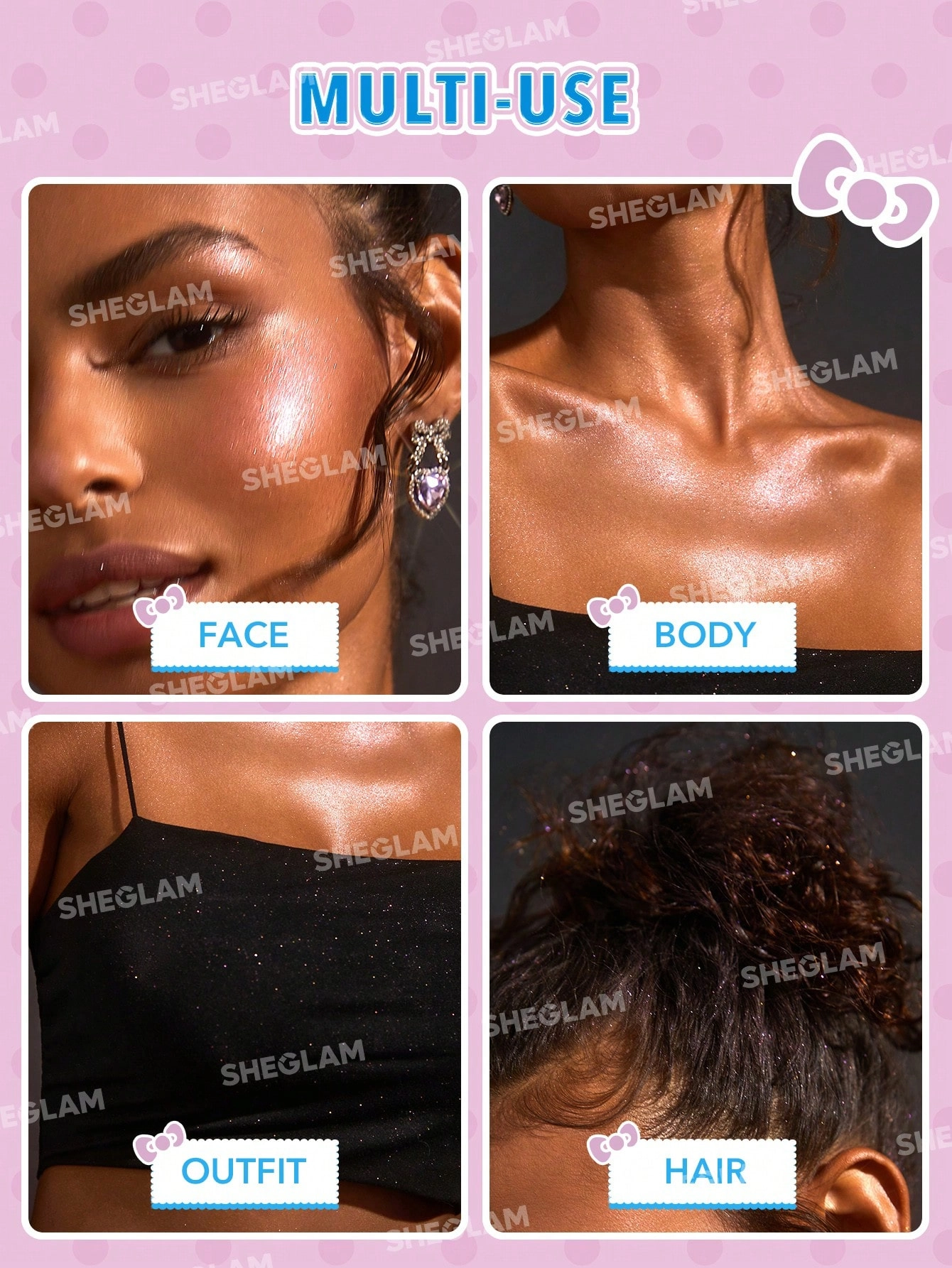 بادی میست هایلایتر هلو کیتی شیگلم | Sheglam Hello Kitty｜SHEGLAM Bow-Utiful Highlighting Body Mist-Kitty Glow