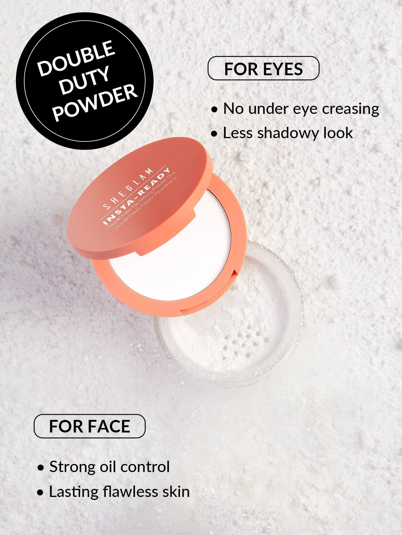 پودر فیکس دو منظوره شیگلم | Sheglam Insta-Ready Face & Under Eye Setting Powder Duo  اورجینال را میتوانید از بهارشاپ بیوتی (BaharShopBeauty.ir) تهیه کنید.