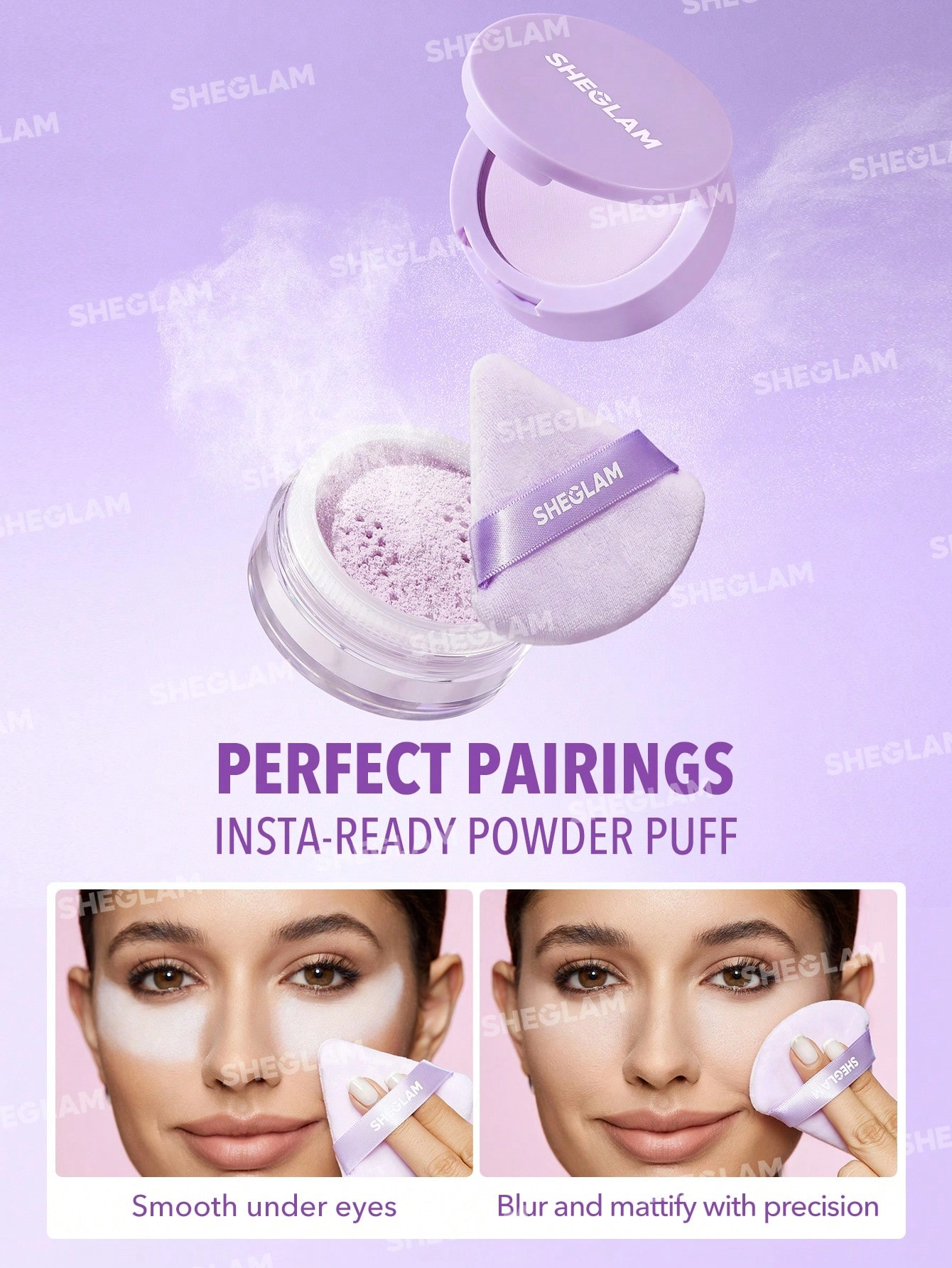 پودر فیکس دو منظوره شیگلم | Sheglam Insta-Ready Face & Under Eye Setting Powder Duo  اورجینال را میتوانید از بهارشاپ بیوتی (BaharShopBeauty.ir) تهیه کنید.