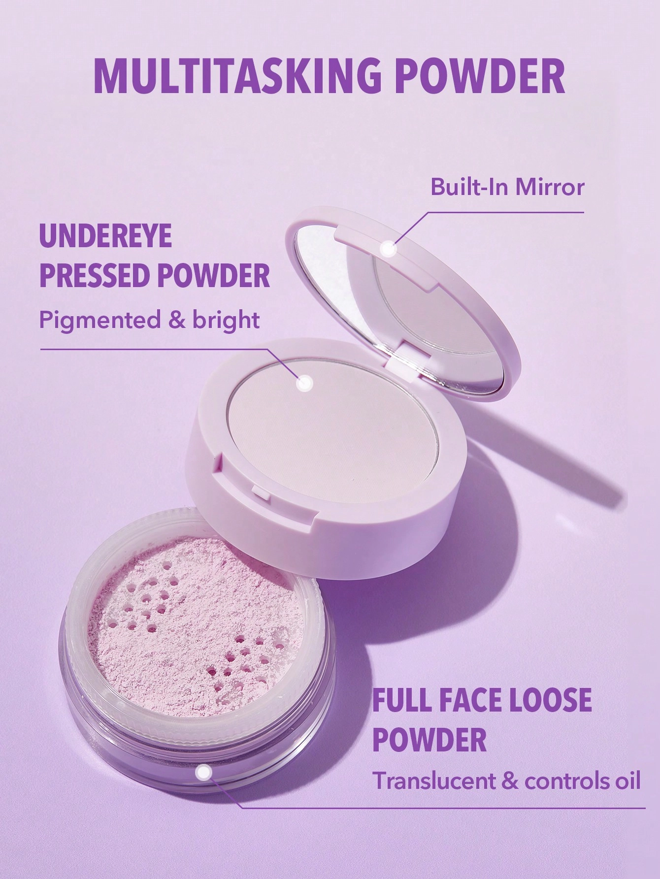 پودر فیکس دو منظوره شیگلم | Sheglam Insta-Ready Face & Under Eye Setting Powder Duo  اورجینال را میتوانید از بهارشاپ بیوتی (BaharShopBeauty.ir) تهیه کنید.